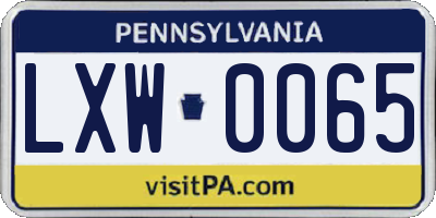 PA license plate LXW0065