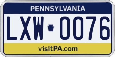PA license plate LXW0076