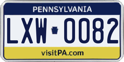 PA license plate LXW0082