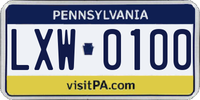 PA license plate LXW0100