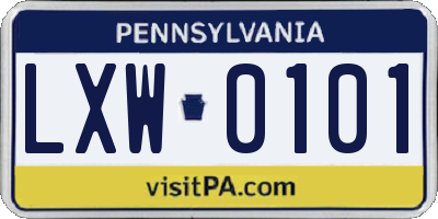 PA license plate LXW0101