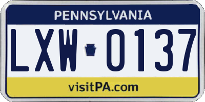 PA license plate LXW0137