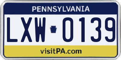 PA license plate LXW0139