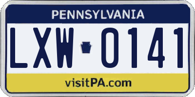 PA license plate LXW0141