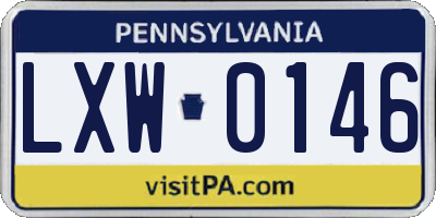 PA license plate LXW0146