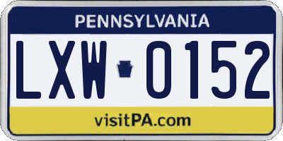 PA license plate LXW0152