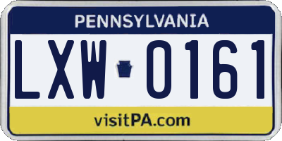 PA license plate LXW0161