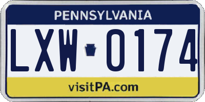 PA license plate LXW0174