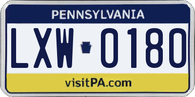 PA license plate LXW0180