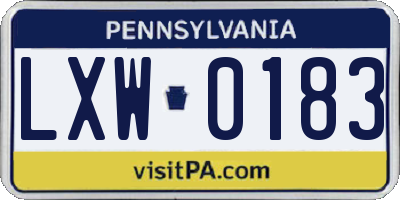 PA license plate LXW0183
