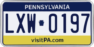 PA license plate LXW0197