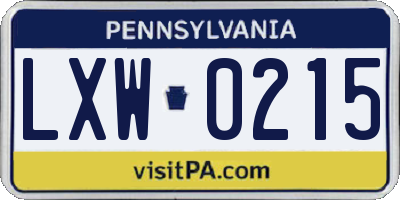 PA license plate LXW0215