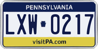 PA license plate LXW0217