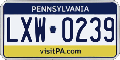 PA license plate LXW0239