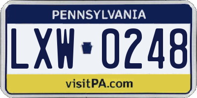 PA license plate LXW0248
