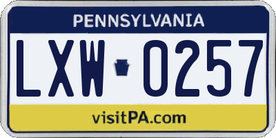 PA license plate LXW0257