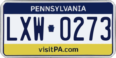 PA license plate LXW0273