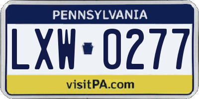 PA license plate LXW0277