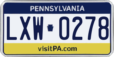 PA license plate LXW0278