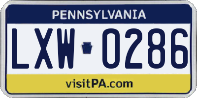 PA license plate LXW0286