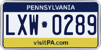 PA license plate LXW0289