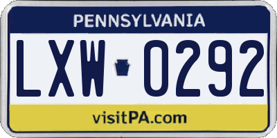PA license plate LXW0292