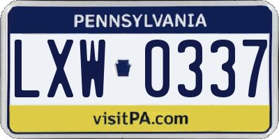 PA license plate LXW0337