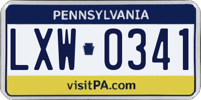 PA license plate LXW0341