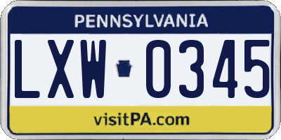 PA license plate LXW0345