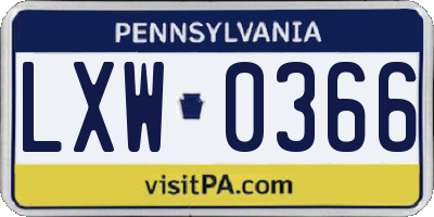 PA license plate LXW0366