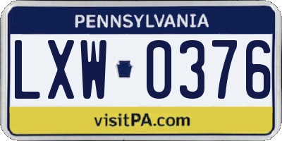 PA license plate LXW0376