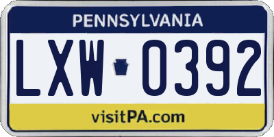 PA license plate LXW0392