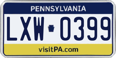 PA license plate LXW0399