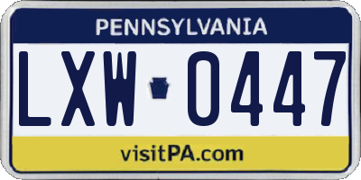 PA license plate LXW0447