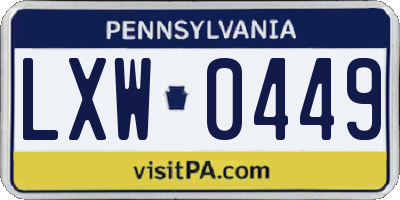 PA license plate LXW0449