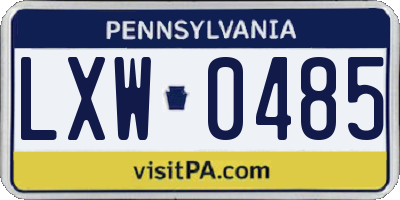 PA license plate LXW0485