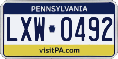 PA license plate LXW0492