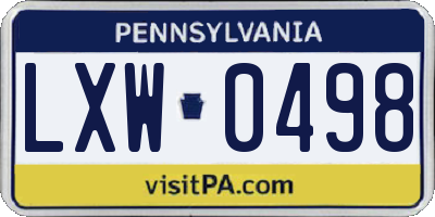 PA license plate LXW0498