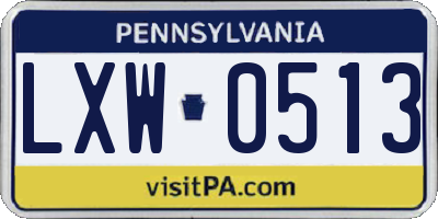 PA license plate LXW0513