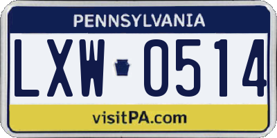 PA license plate LXW0514