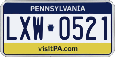 PA license plate LXW0521