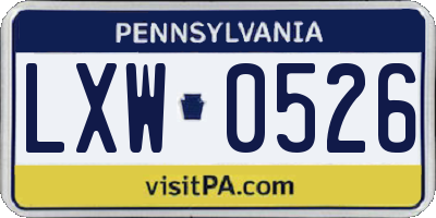 PA license plate LXW0526