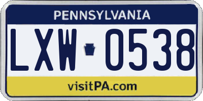 PA license plate LXW0538