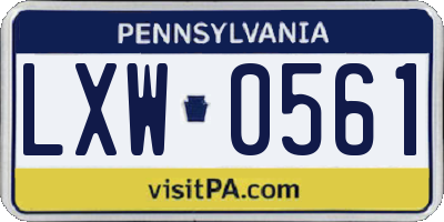 PA license plate LXW0561