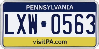 PA license plate LXW0563