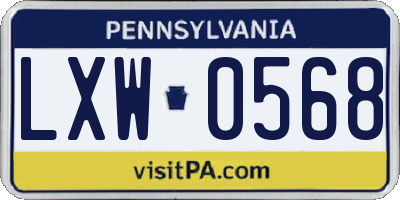 PA license plate LXW0568