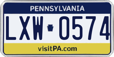 PA license plate LXW0574