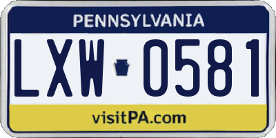 PA license plate LXW0581