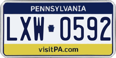 PA license plate LXW0592
