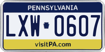 PA license plate LXW0607